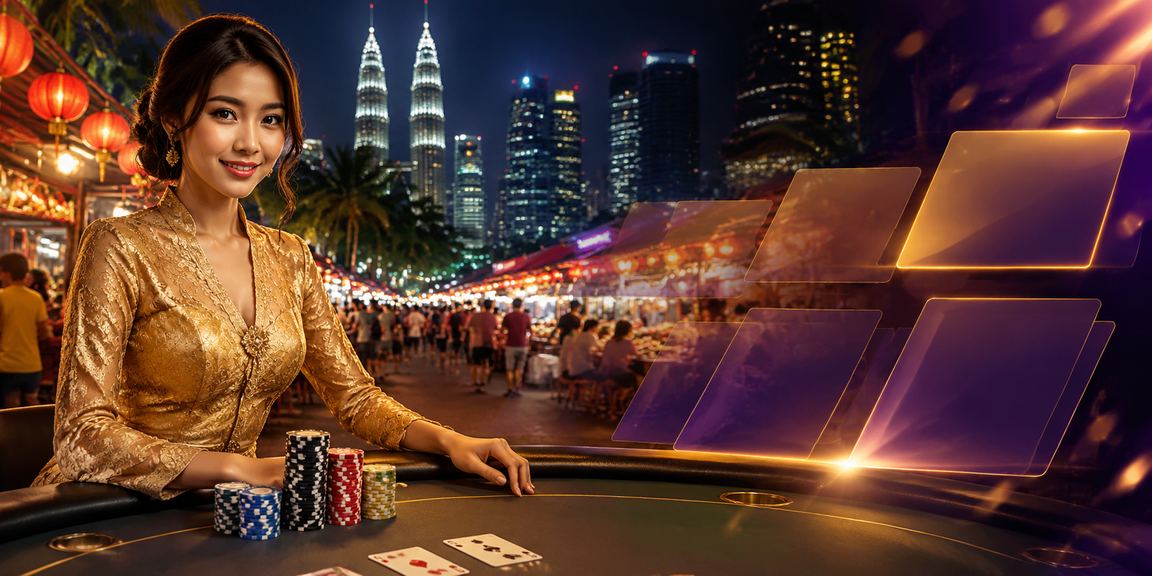 Permainan meja kasino termasuk roulette dan poker di Kuala Lumpur dengan suasana meriah